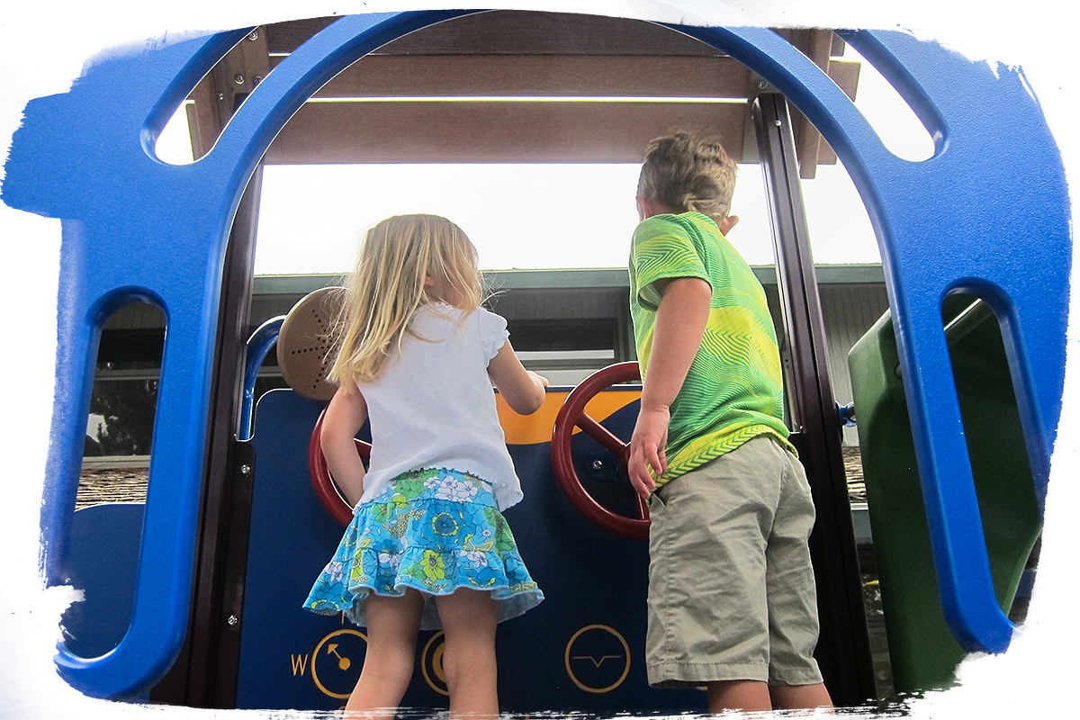 Kids driving on playground